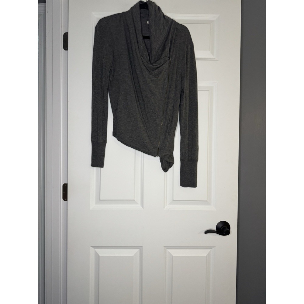 Caslon Asymmetrical Wrap Zip Jacket Gray Xl